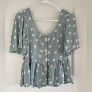 Primark Light Blue Polka Dot Blouse